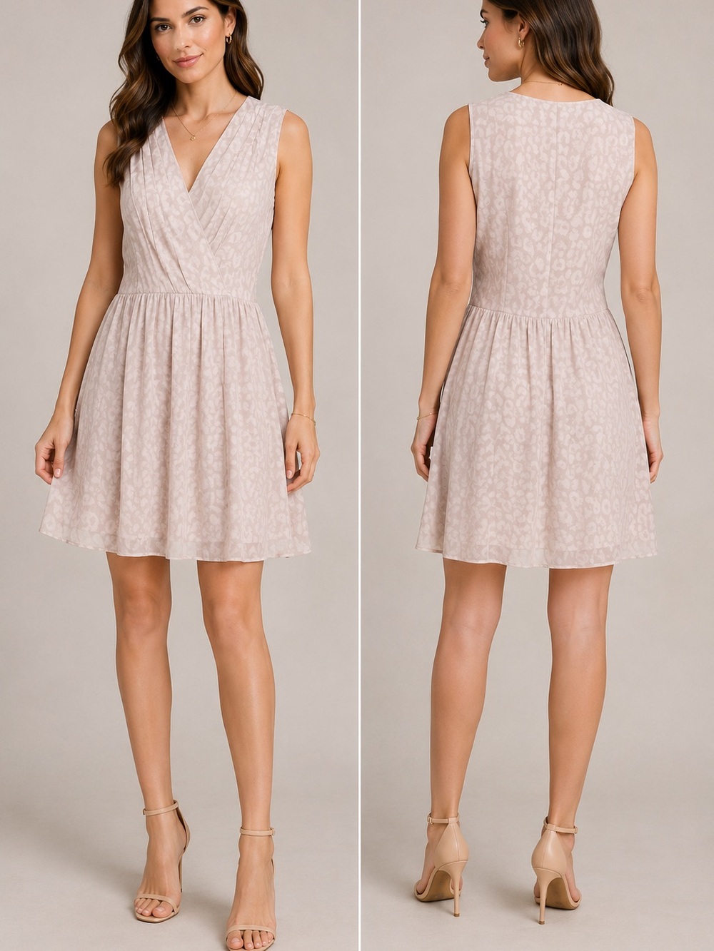 Armani Exchange Sleeveless Faux Wrap Leopard Jacquard Dress Size 4